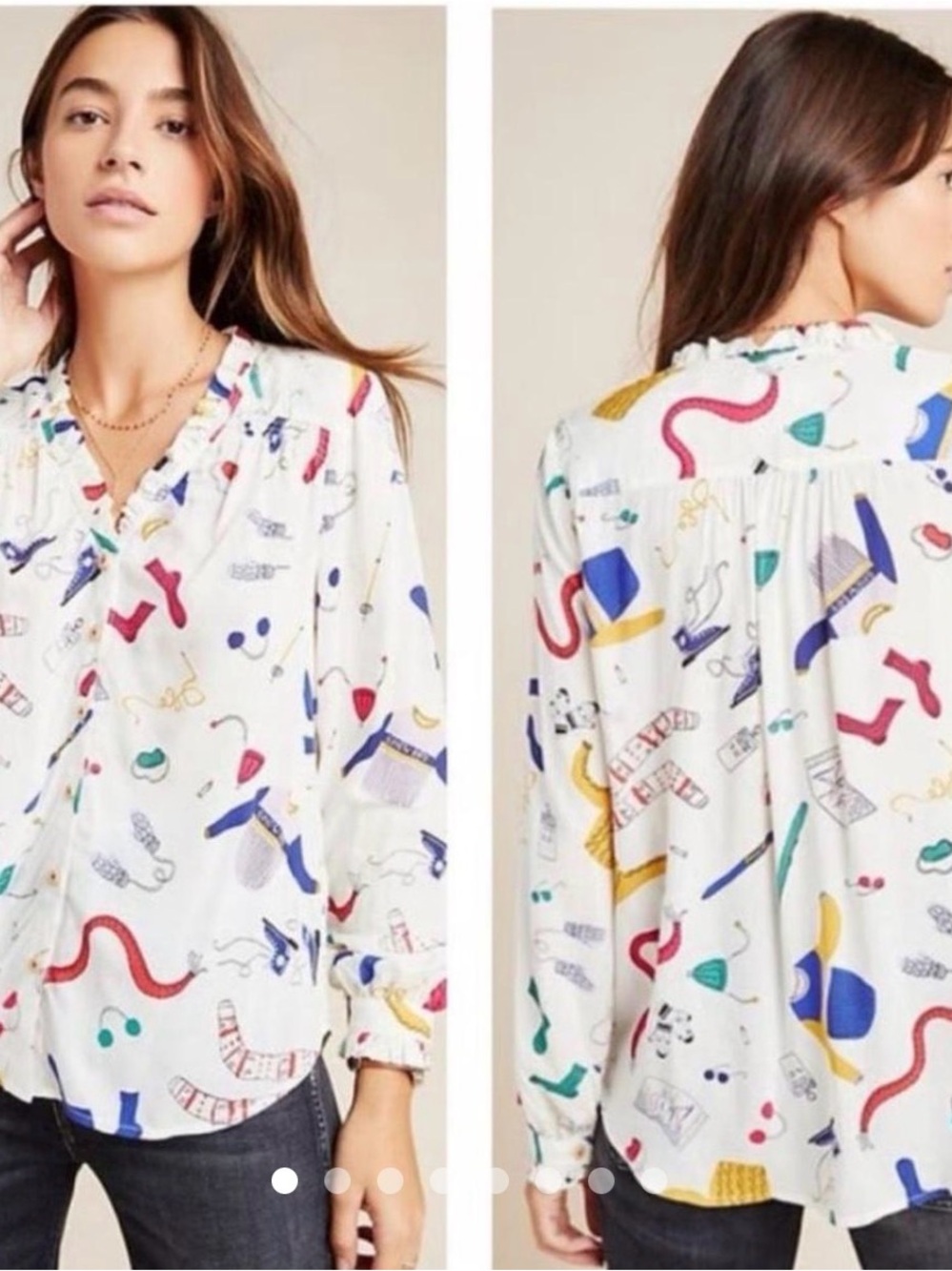 Maeve by Anthroplogie Winter Ski Themed Blouse FUN & QUIRKY Women’s Size 12